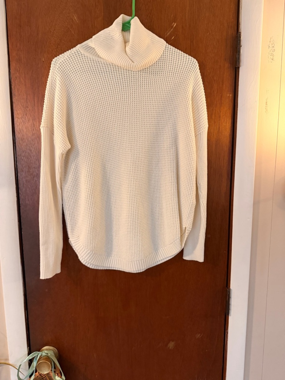 Michael Kors Cream Waffle-Knit Turtleneck Sweater